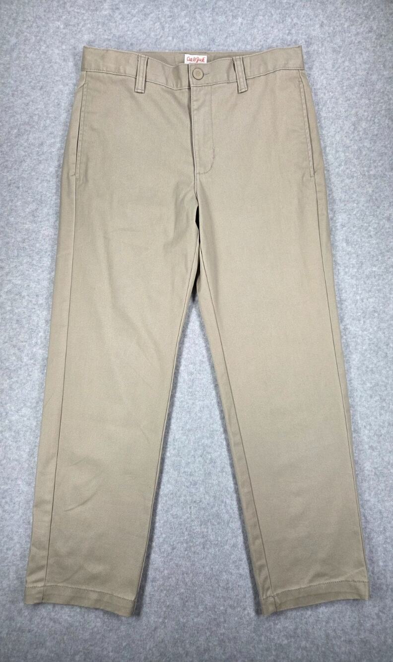 Cat & Jack Boys Size 14 Straight Adjustable Waist Chino Pants Khaki NWT